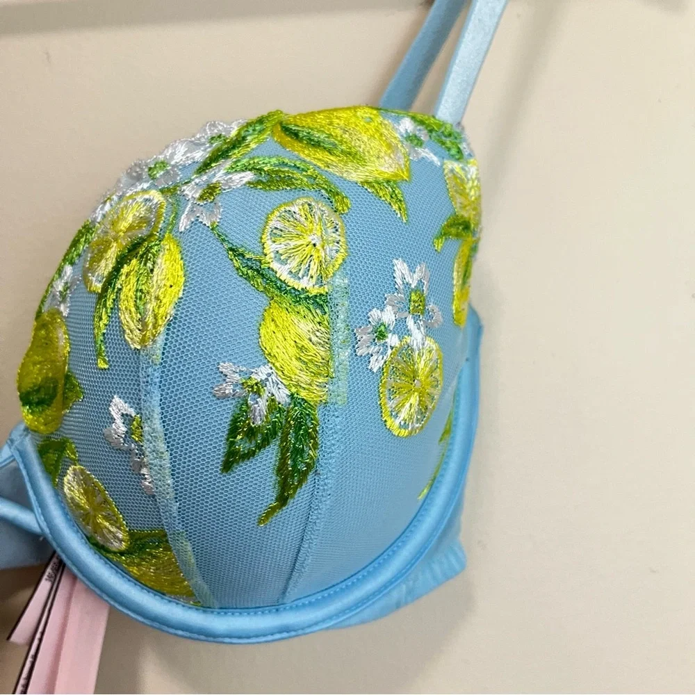 Victoria’s Secret Lightly Lined Lace Demi Bra - Lemon Embroidery - 34D - Picture 6 of 13